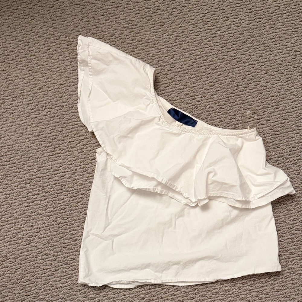 White Ruffled One-Shoulder Top
